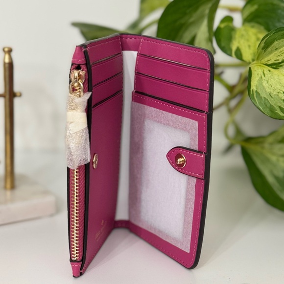 🌷NWT ♠️ kate spade ♠️ Juliette Slim Bifold Wallet - Pebbled - Nouveau Rose Pink - Picture 4 of 8